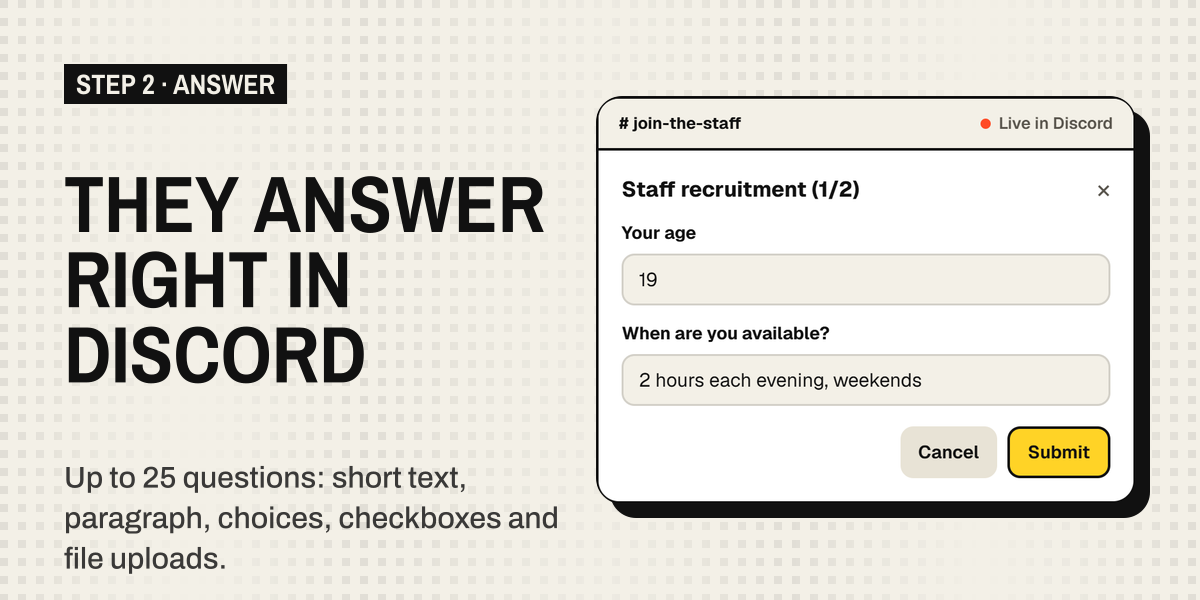 Step 2: they answer right in Discord
